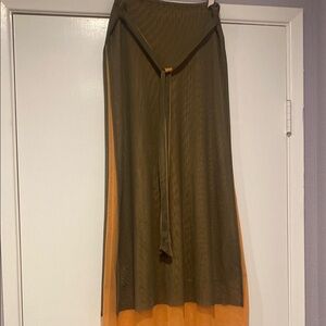 Forever 21 Olive and Orange Maxi Skirt